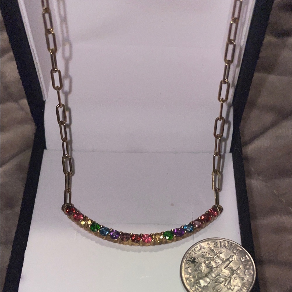 Multicolor Gemstone Gold Plated Necklace